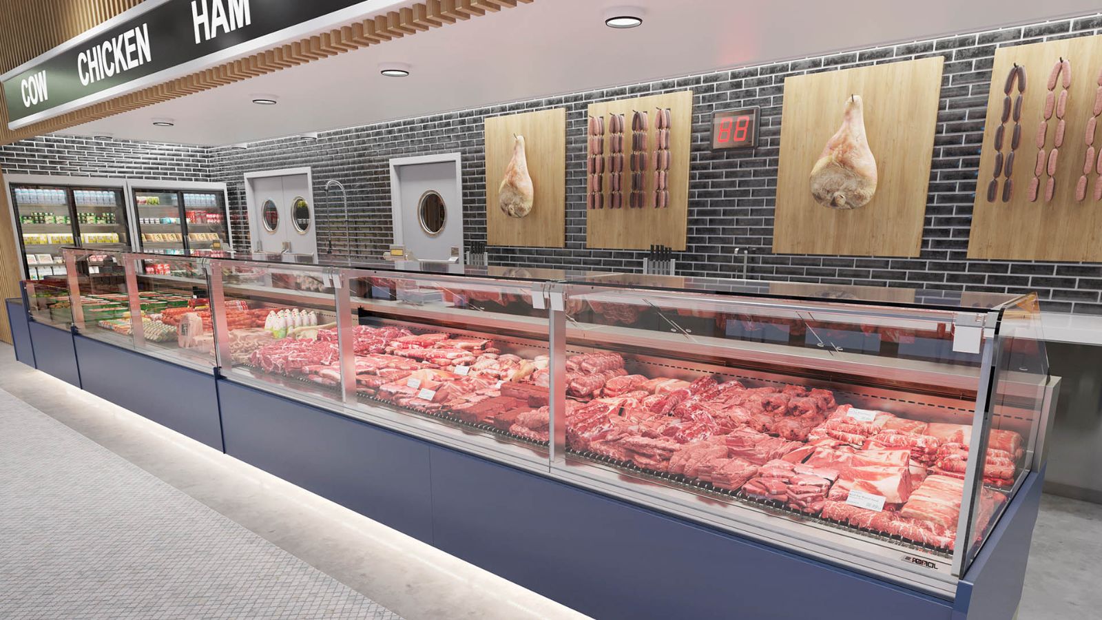 RimaCold commercial refrigeration display cases in a retail environment