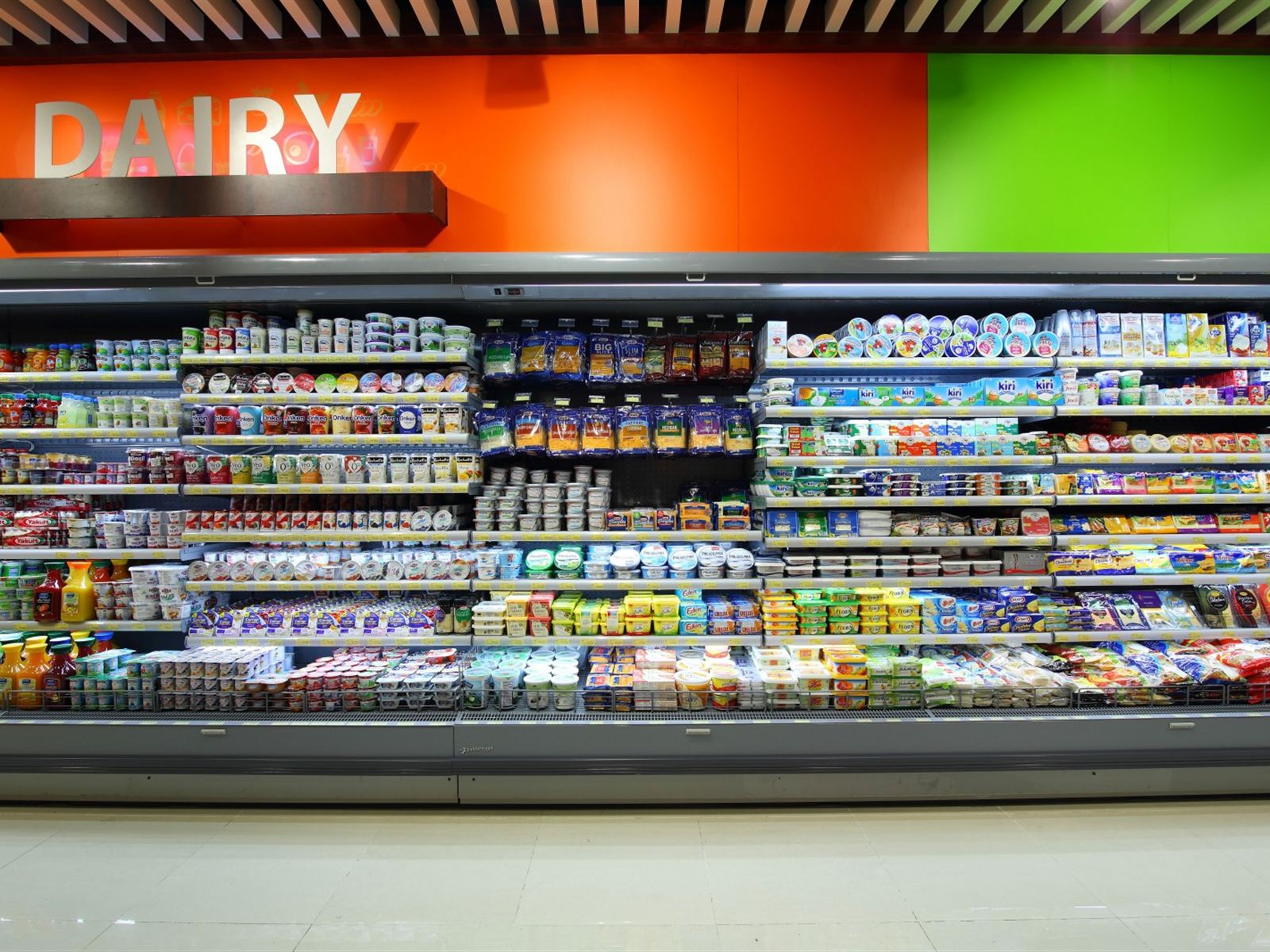 Open multideck display cases installed in a working store